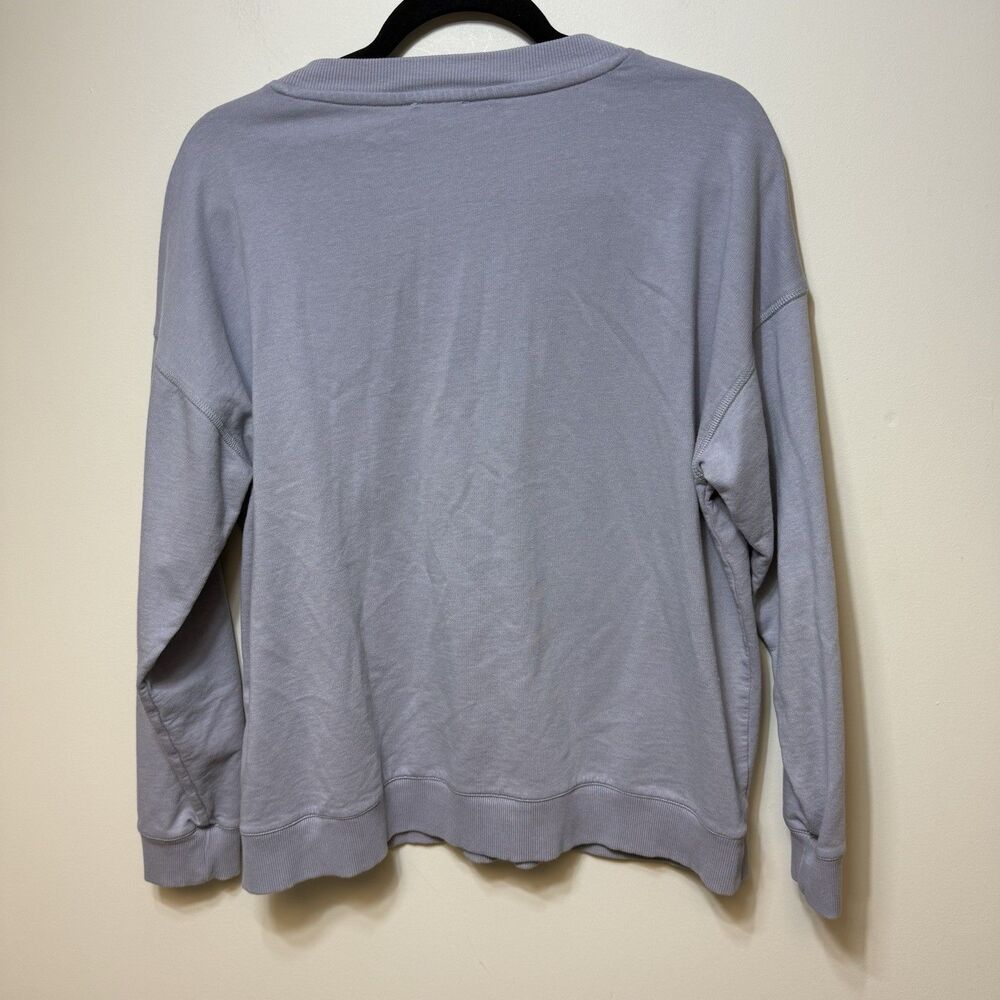 J Jill Fit Sweatshirt Women M Lavender Grey Long Sleeve 1/4 Button Neck Pullover - Picture 5 of 5